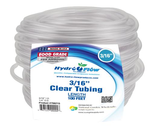 Hydro Flow Vinyl Tubing Clear 3/16 in ID - 1/4 in OD 100 ft Roll