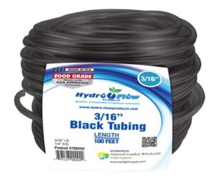 Hydro Flow Vinyl Tubing Black 3/16 in ID - 1/4 in OD 100 ft Roll