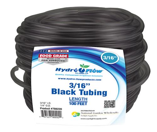 Hydro Flow Vinyl Tubing Black 3/16 in ID - 1/4 in OD 100 ft Roll
