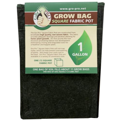Gro Pro Square Fabric Pot 1 Gallon (100/Cs)