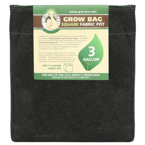 Gro Pro Square Fabric Pot 3 Gallon (100/Cs)