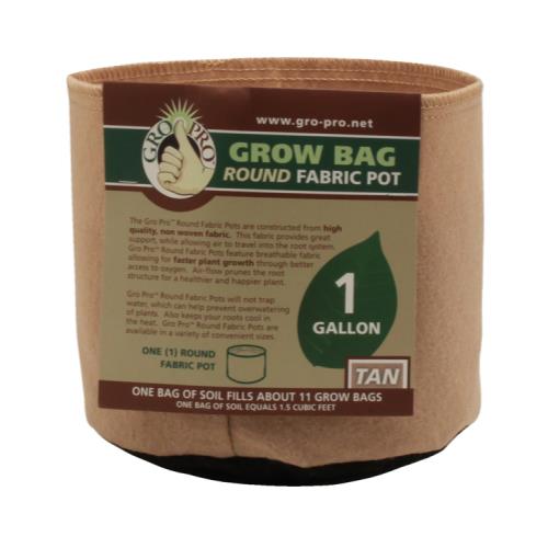 Gro Pro Premium 1 Gallon Round Fabric Pot-Tan (120/Cs)