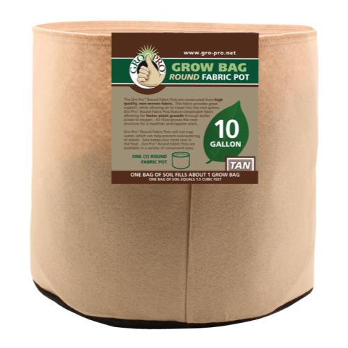 Gro Pro Premium 10 Gallon Round Fabric Pot-Tan (60/Cs)