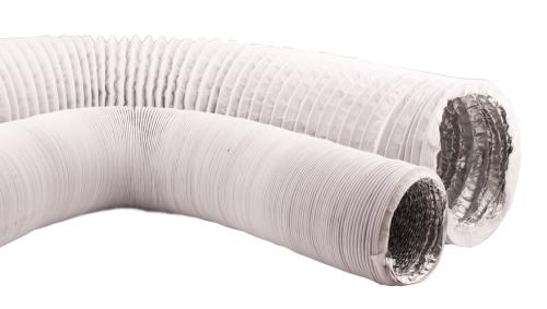 Ideal-Air White/Silver Vinyl Light Tight Flex Ducting 4 in x 25 ft
