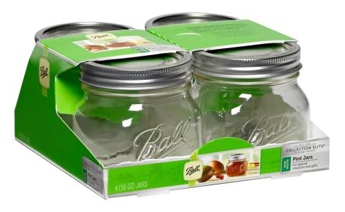Ball Jars Collection Elite Wide Mouth Pint 4/Pack (16/Cs)